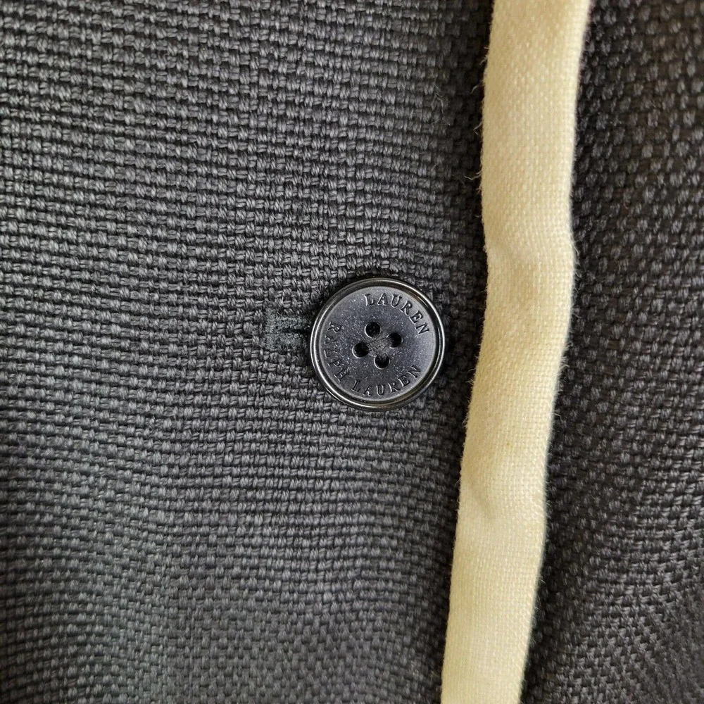 Lauren Ralph Lauren Womens Linen Pockets Blazer Size 14W Black Business Workwear - Picture 2 of 8